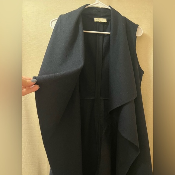 Sugarlips Elegant Black Wool Vest Coat Size Medium Open Front - Picture 5 of 8